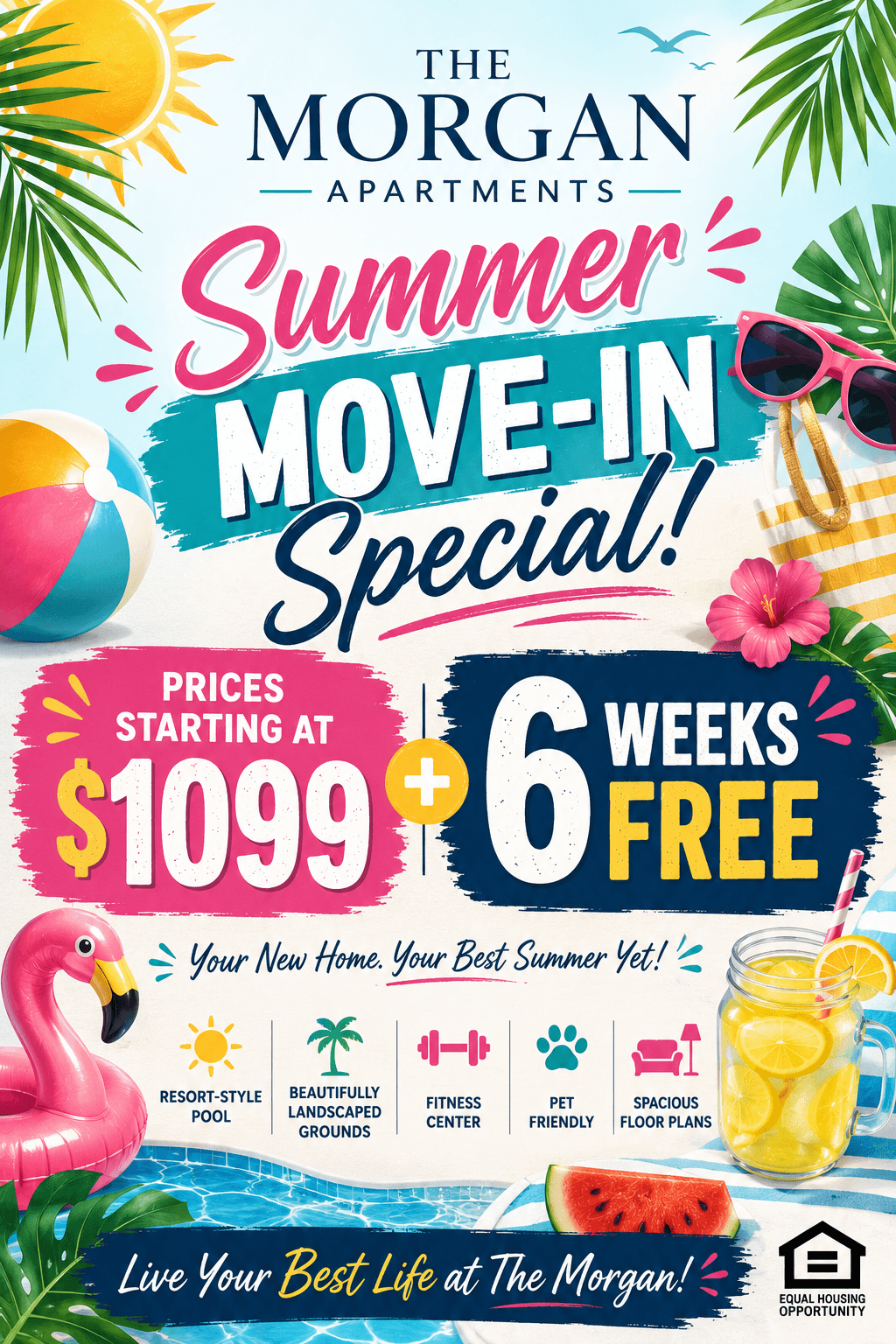 Prices starting at $1,099 and 6 weeks FREE rent